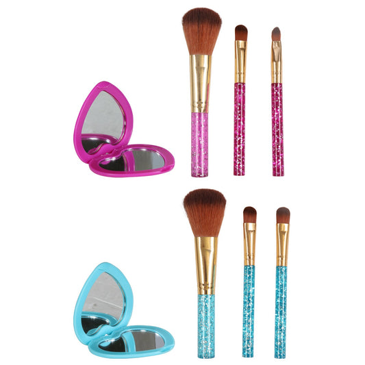 Cosmetic Brushes & Heart-Shaped Compact Mirrors (Pack of 42)
