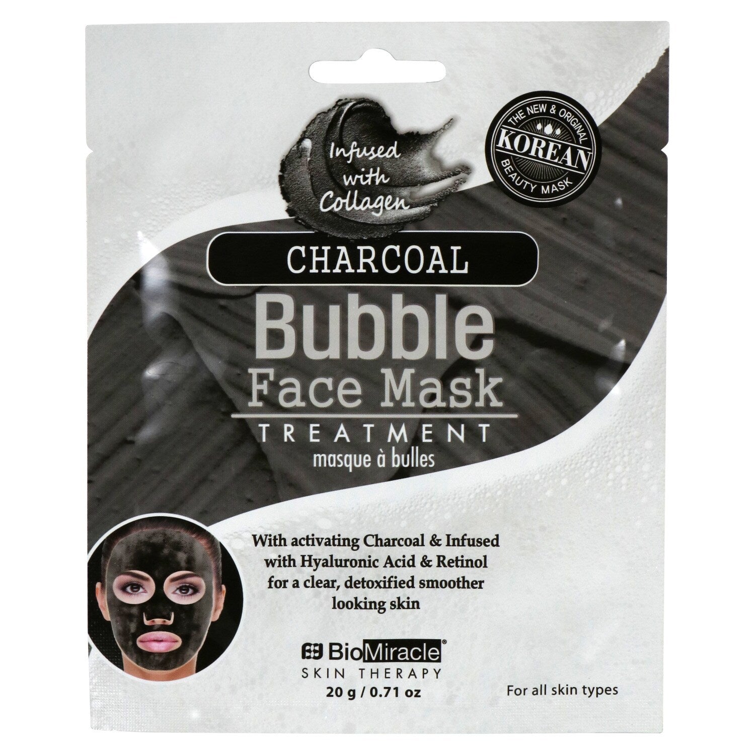 Bio Miracle Charcoal Bubble Face Mask Treatments, 0.71 oz. (Pack of 18)