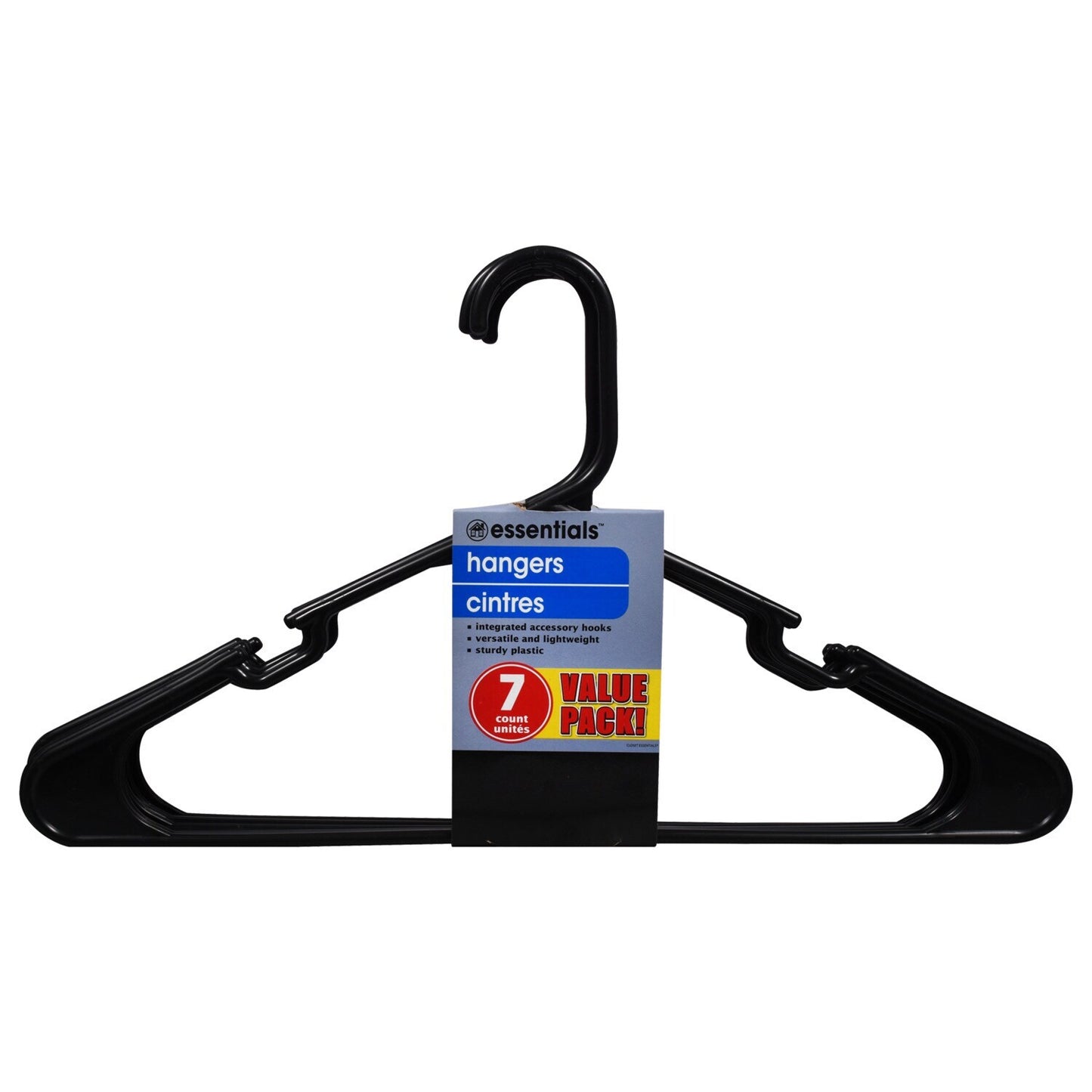 Essentials Black Plastic Adult-Sized Hangers, 7-ct. Packs (Pack of 20)