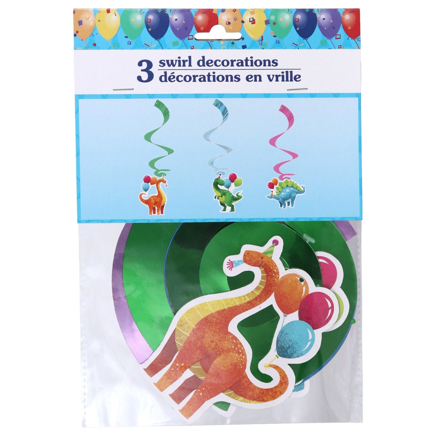 Dinosaur Themed Metallic Happy Birthday Swirl Decor, 3-ct. Packs (Pack of 24)
