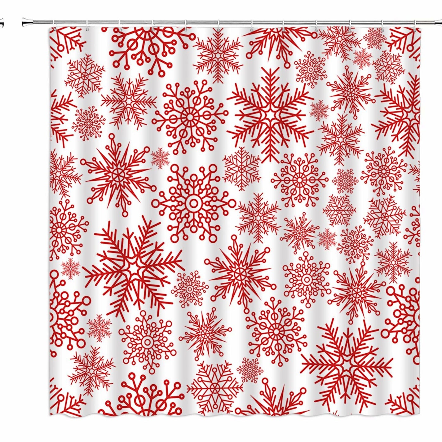 Snowflake Shower Curtain Red White 70"x70"