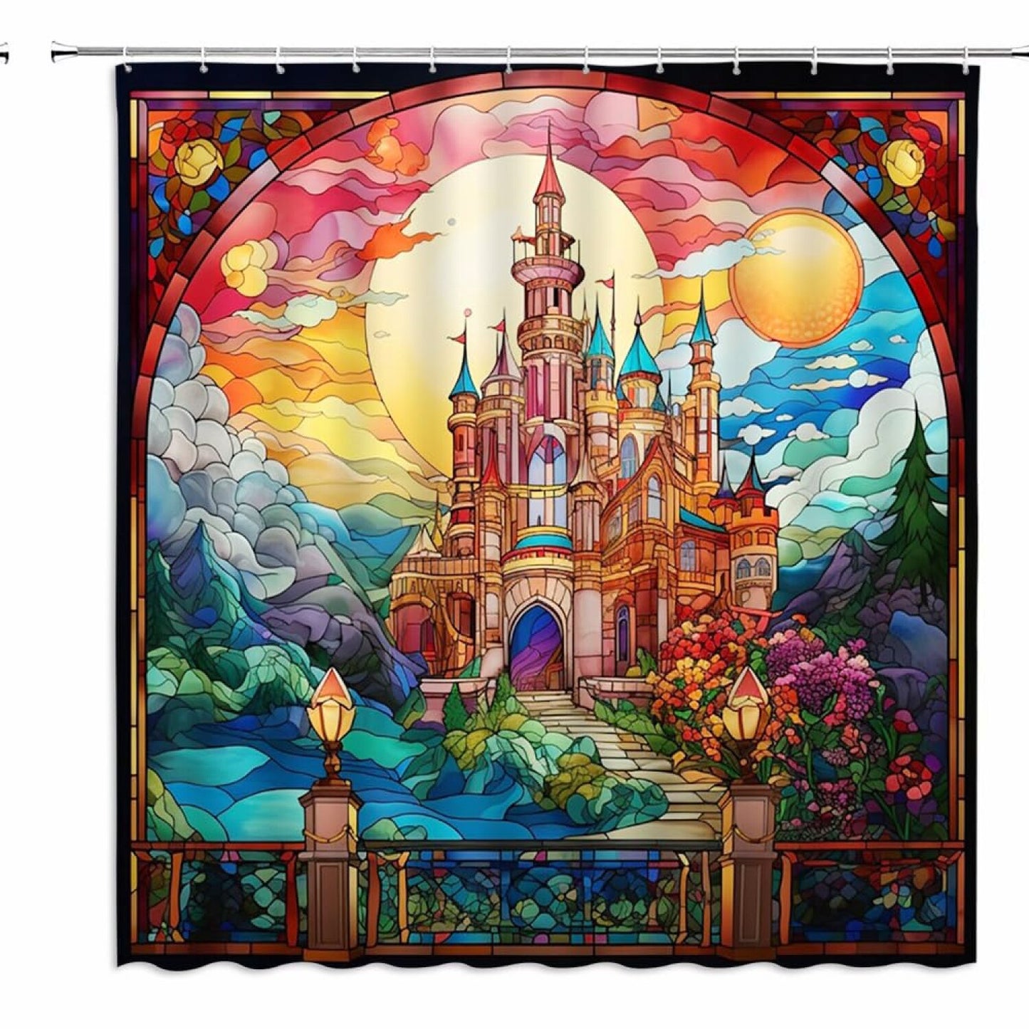 Dreamy Castle Fairy Tale Forest Shower Curtain