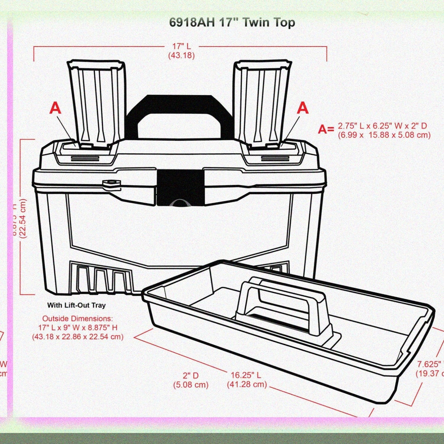 17 Inch Twin Top Supply Box with Handle