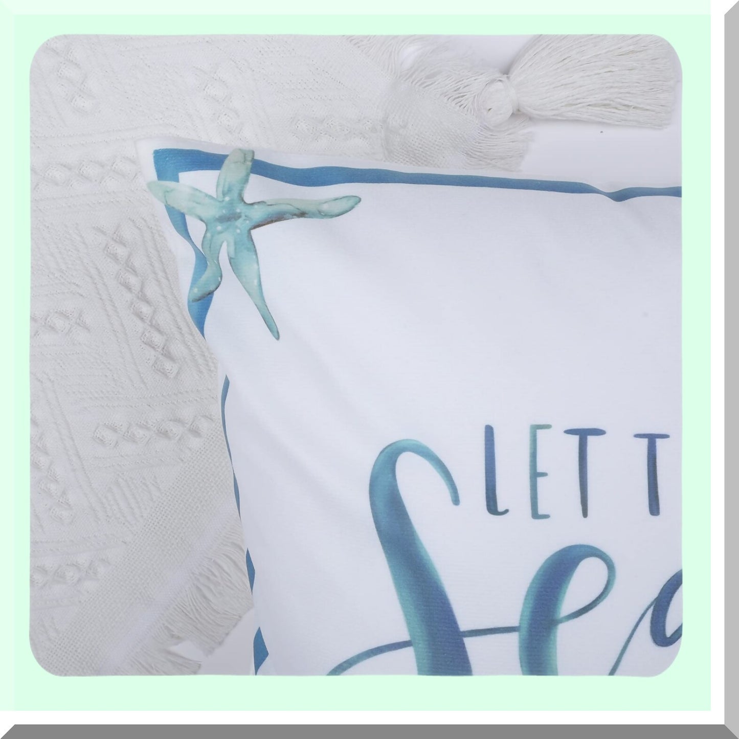 Ocean Breeze Coastal Pillow Covers Set - Seashell Coral Starfish Velvet Cushion Case for Outdoor Sofa & Home Decor - Beach Themed 18x18 Pillows