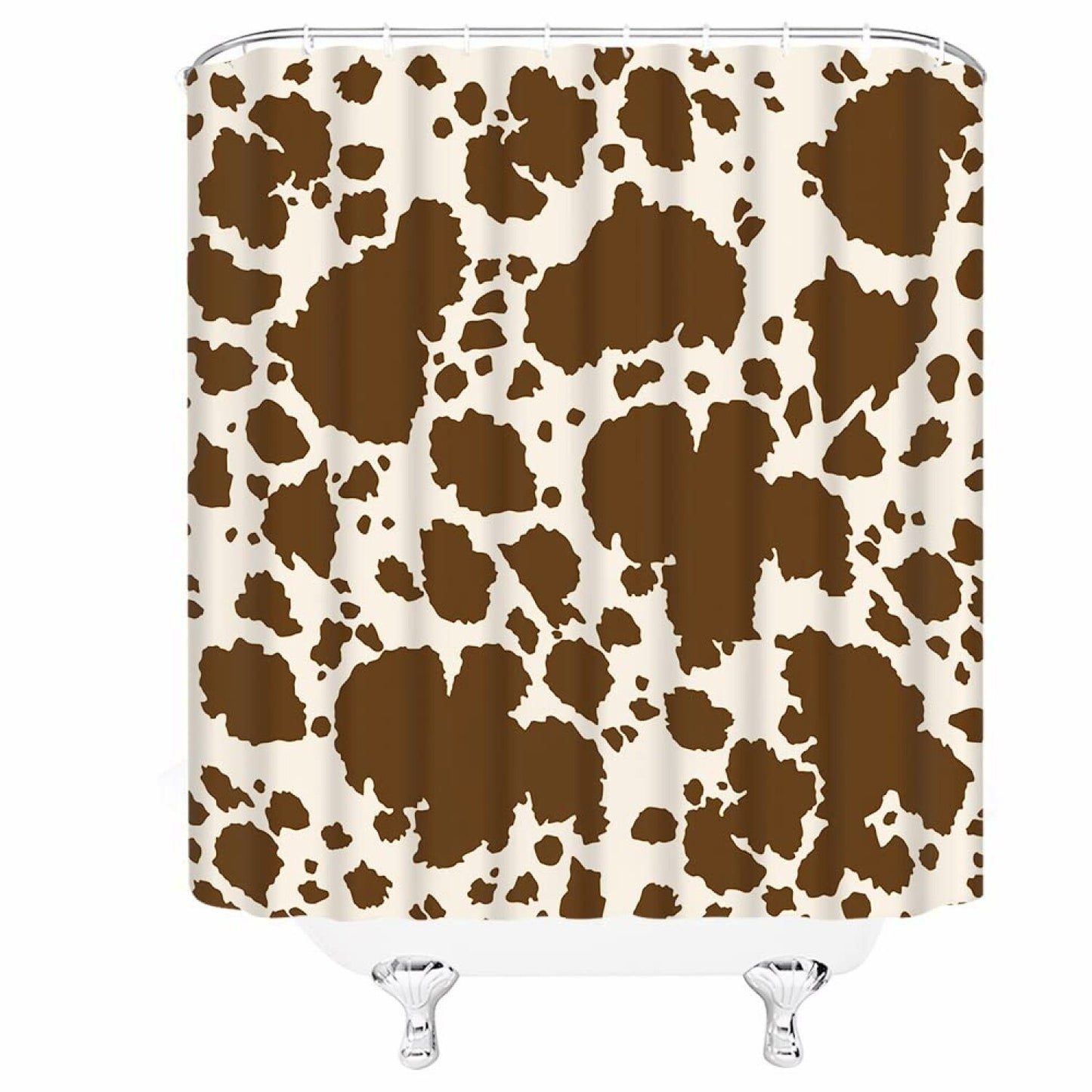 Brown Cowhide Shower Curtain 71x71 Inches with Hooks