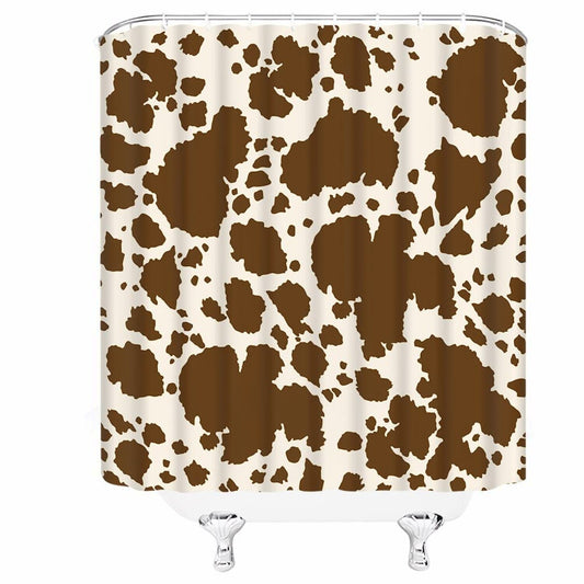 Brown Cowhide Shower Curtain 71x71 Inches with Hooks