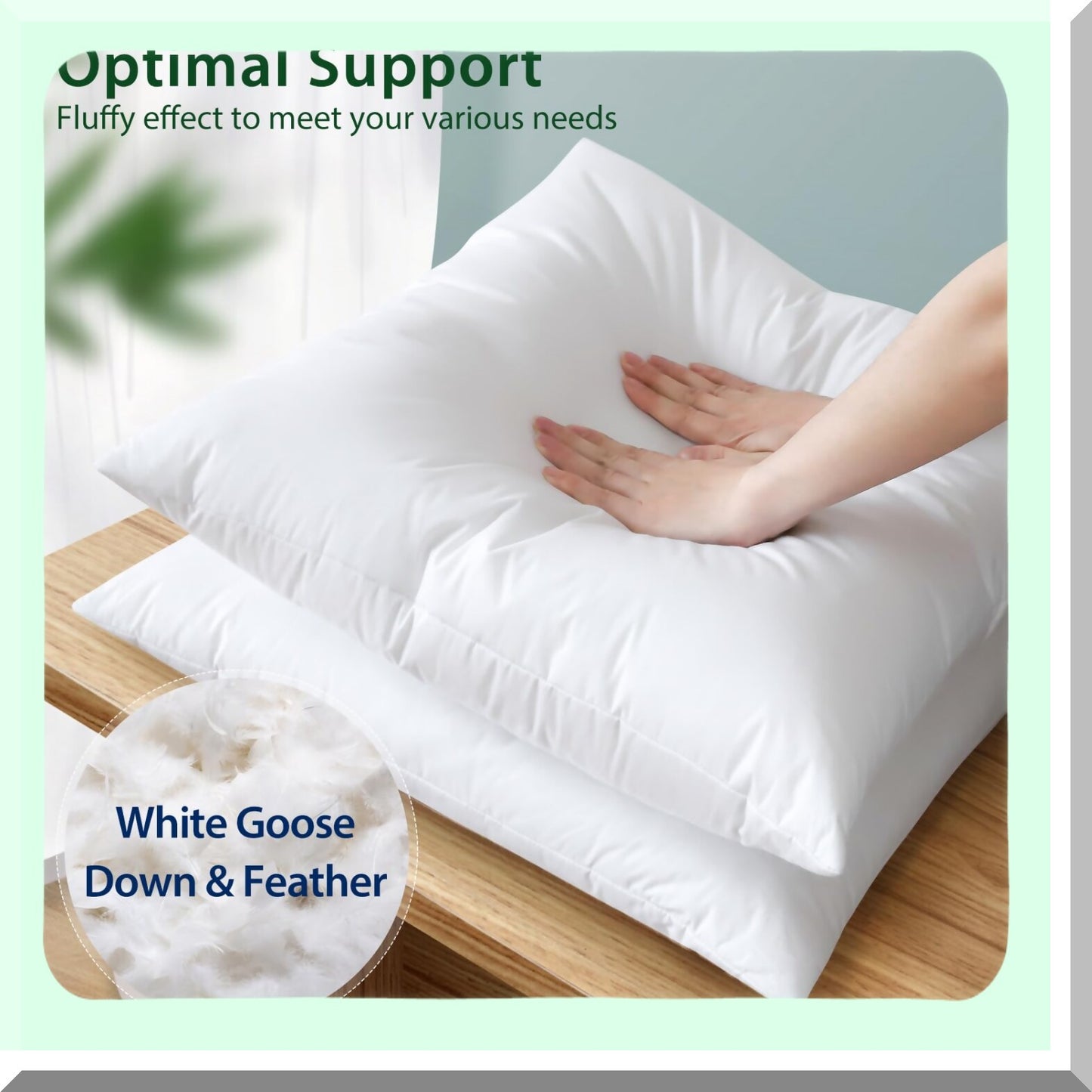 Fluffy Cotton Square Pillow Inserts - Set of 2 Soft Throw Pillows for Sofa Couch Bed, 18 x 18 Decorative Cushions - White