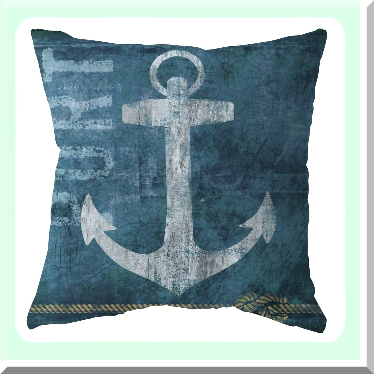 Nautical Anchor Ocean Blue Throw Pillow Set - Coastal Beach Decor Cushion Covers for Patio Sofa Car Home - 18x18 Inch Outdoor Pillow Cases