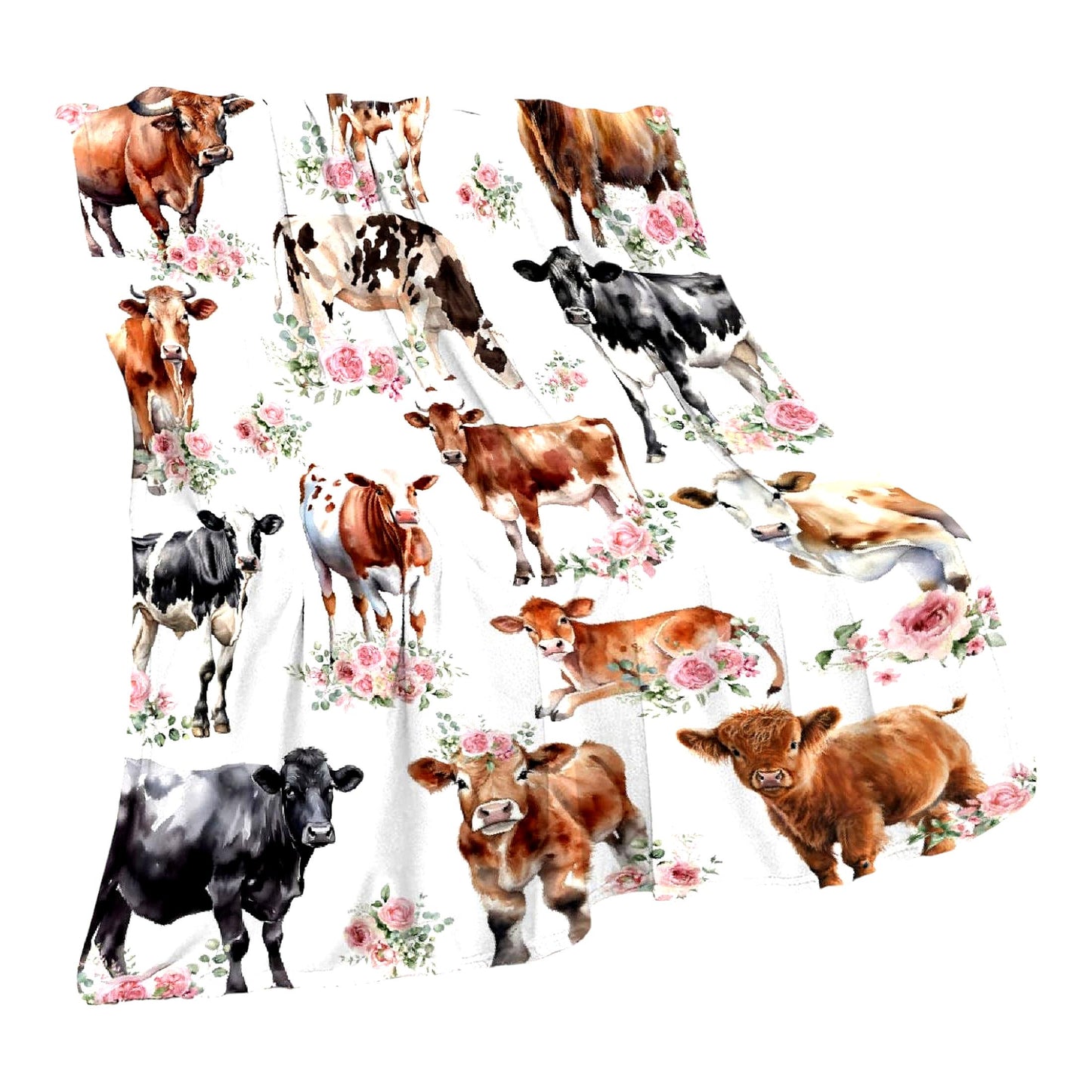 CozyCows Super Soft Flannel Blanket - Lightweight Throw for Kids & Adults, Perfect for Couch, Sofa, Bed, Camping, Travel - All Seasons 60"x80""