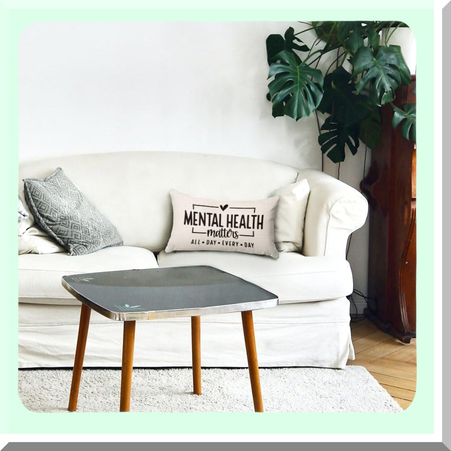 Mindful Moments Pillow Cover - Inspirational Psychology Gift for Mental Health Awareness - 12x20 Inch Home Decor for Therapy Office and Dorm Sofa Bed