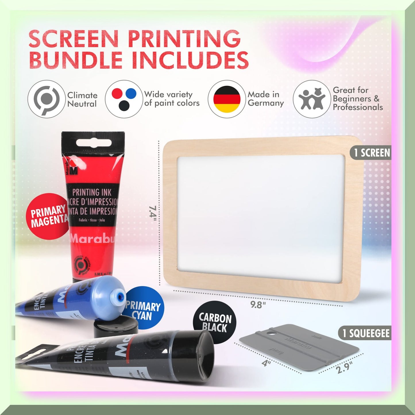 SilkMaster Screen Printing Kit with Reusable Frame and Ink