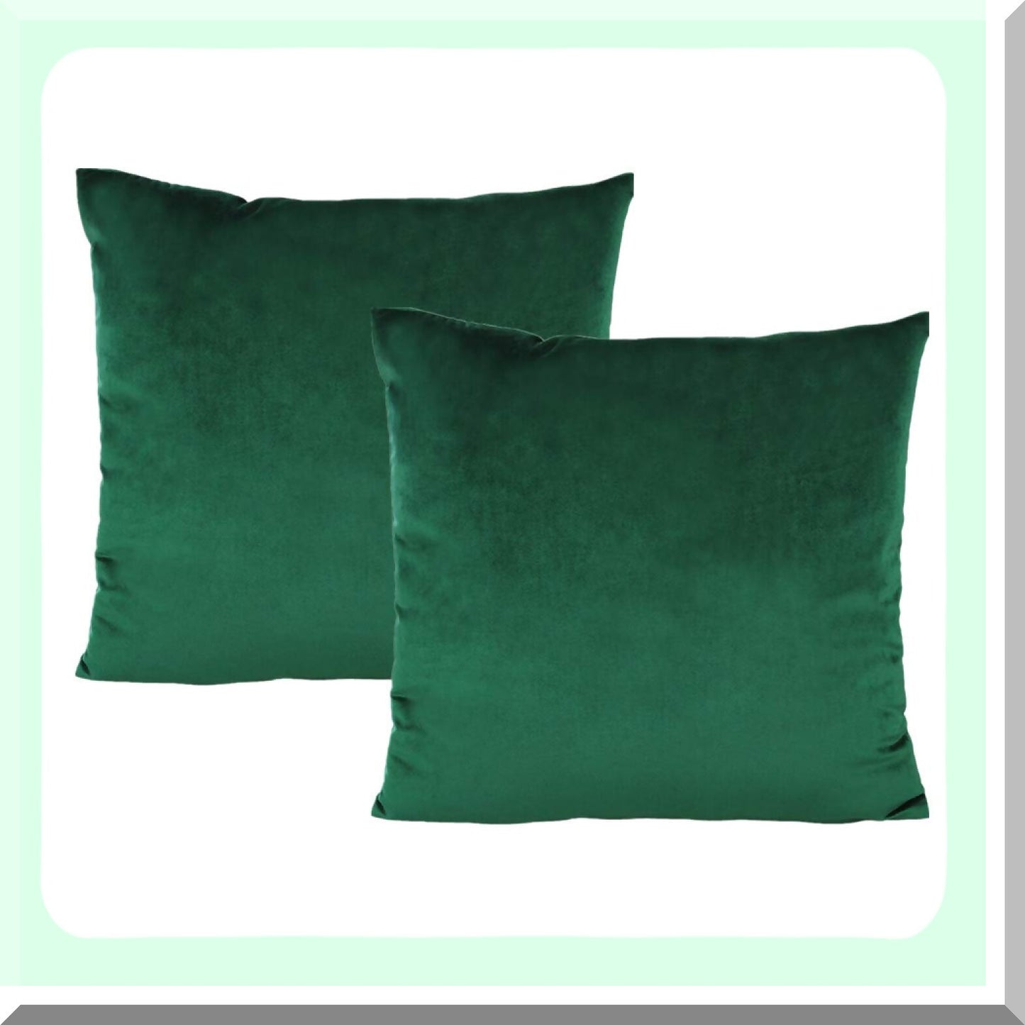 Emerald Dark Green Velvet Xmas Throw Pillow Covers - Set of 2 | Decorative Cushion Cases for Home, Car, Couch, Sofa, Bedroom, Office | 20x20 Decor
