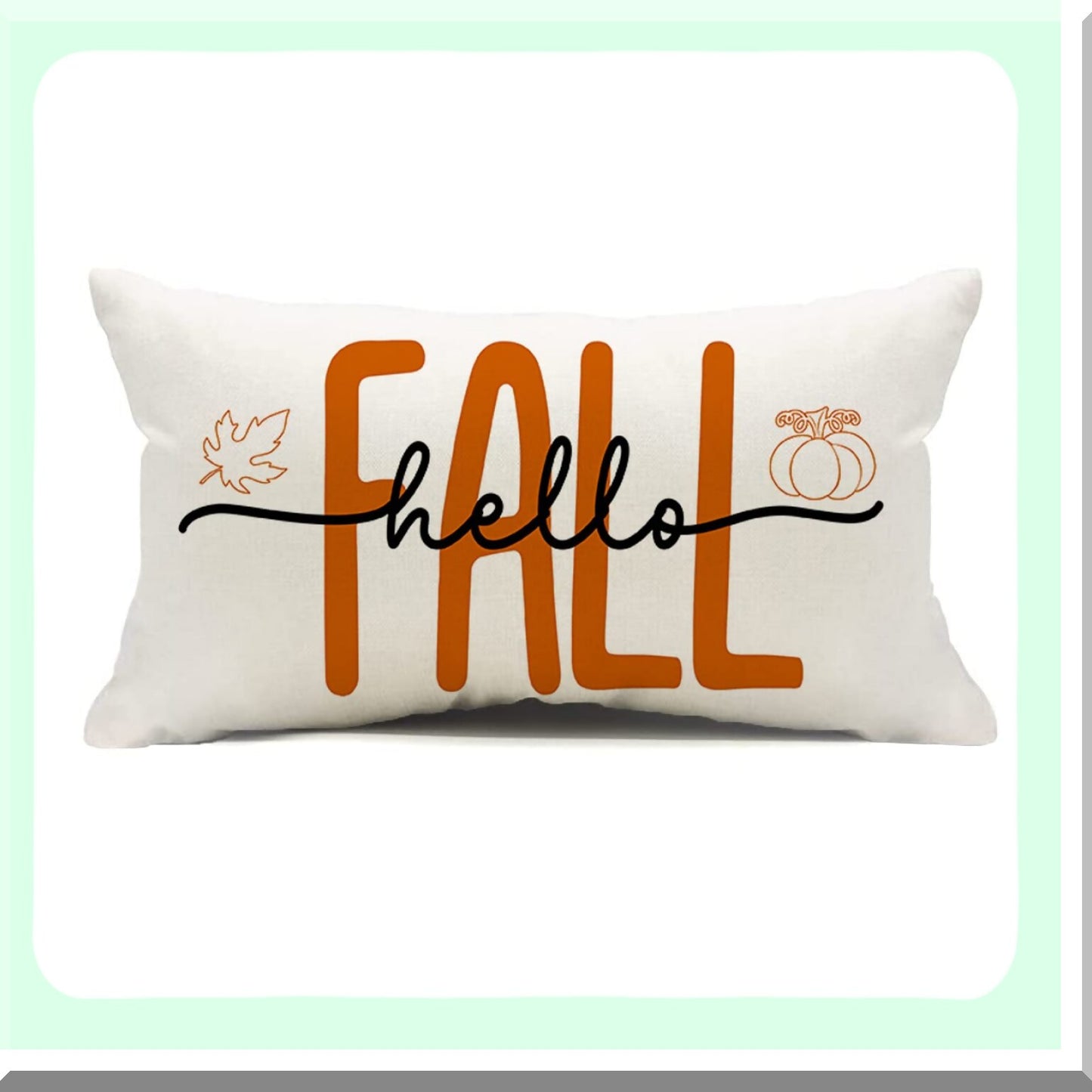 Autumn Harvest Decorative Pillow Cover Set - Fall Pumpkin Throw Pillow Covers 12x20 - Outdoor Fall Decorations for Home - Hello Fall Accent Pillows