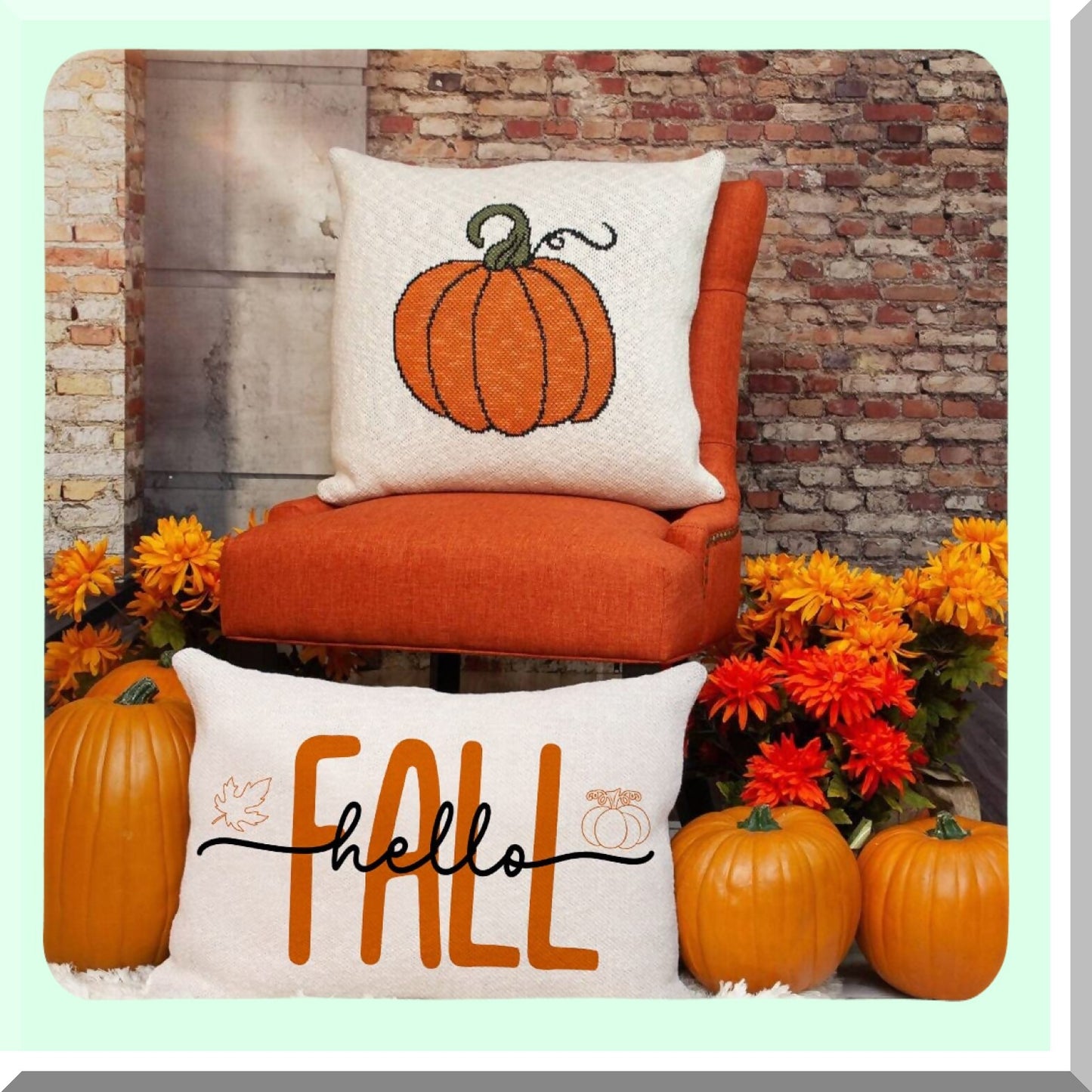 Autumn Harvest Decorative Pillow Cover Set - Fall Pumpkin Throw Pillow Covers 12x20 - Outdoor Fall Decorations for Home - Hello Fall Accent Pillows