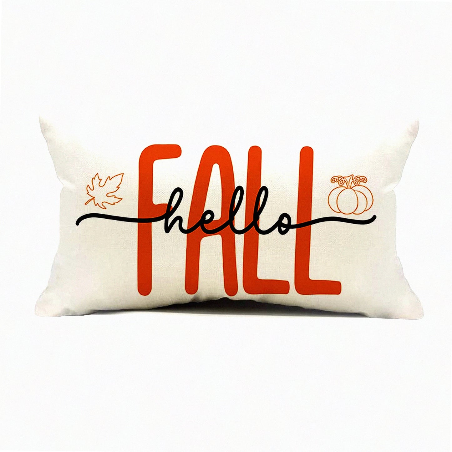 Autumn Harvest Decorative Pillow Cover Set - Fall Pumpkin Throw Pillow Covers 12x20 - Outdoor Fall Decorations for Home - Hello Fall Accent Pillows