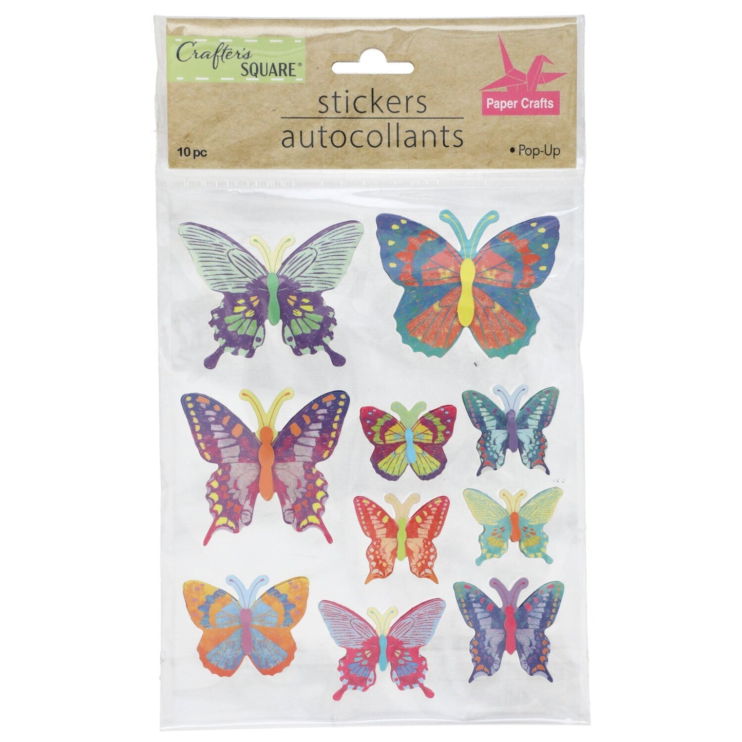 Crafter's Square Foil & Glitter Butterfly Pop-up Stickers (Pack of 36)