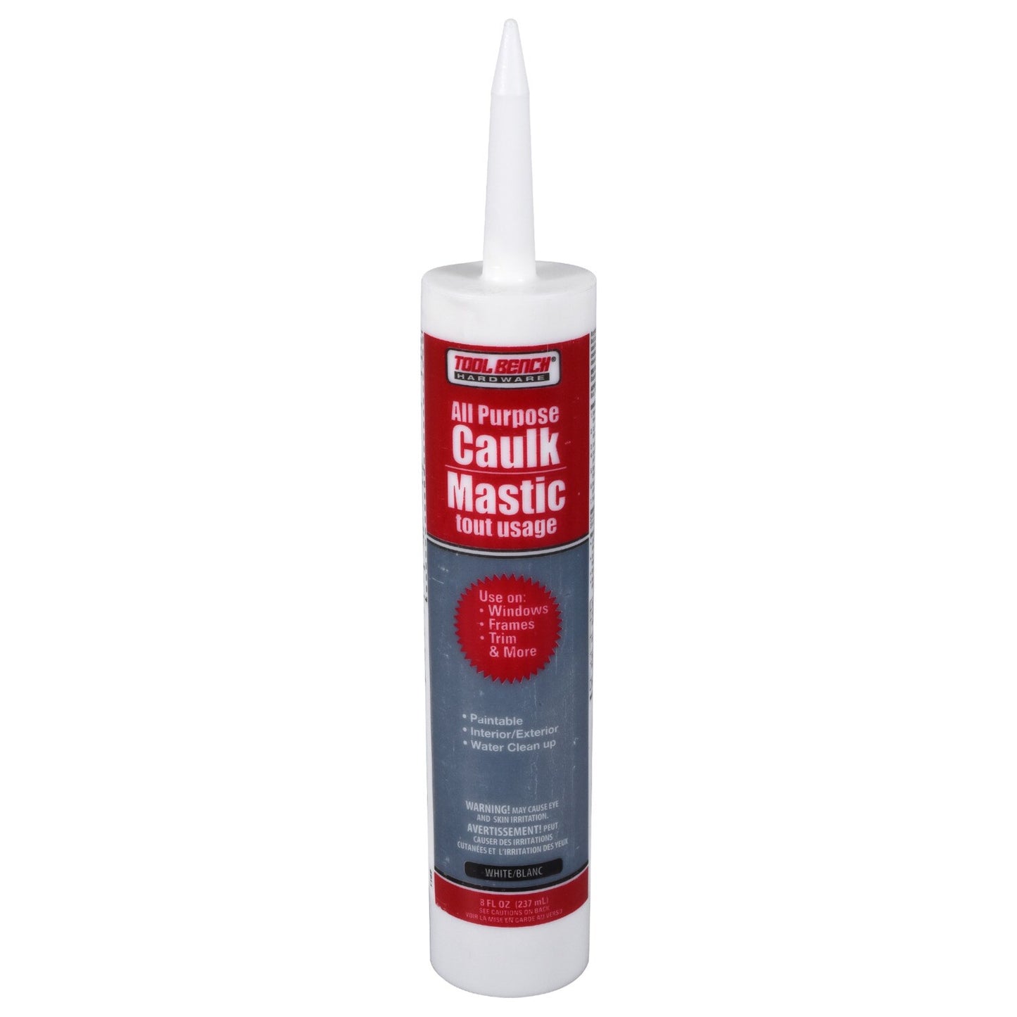 Tool Bench Hardware All Purpose White Latex Caulk, 8 oz. Tubes (Pack of 24)