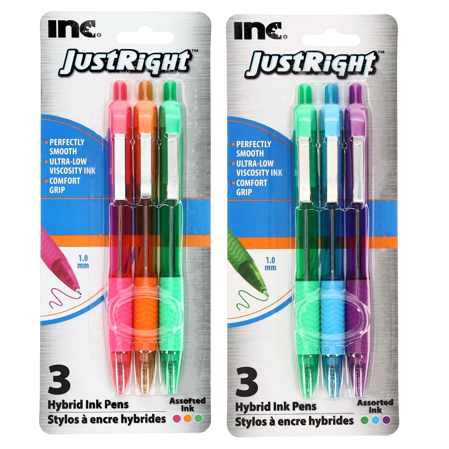 Inc. Just Right Retractable Hybrid Black Ink Pens, 3-ct. Packs (Pack of 36)