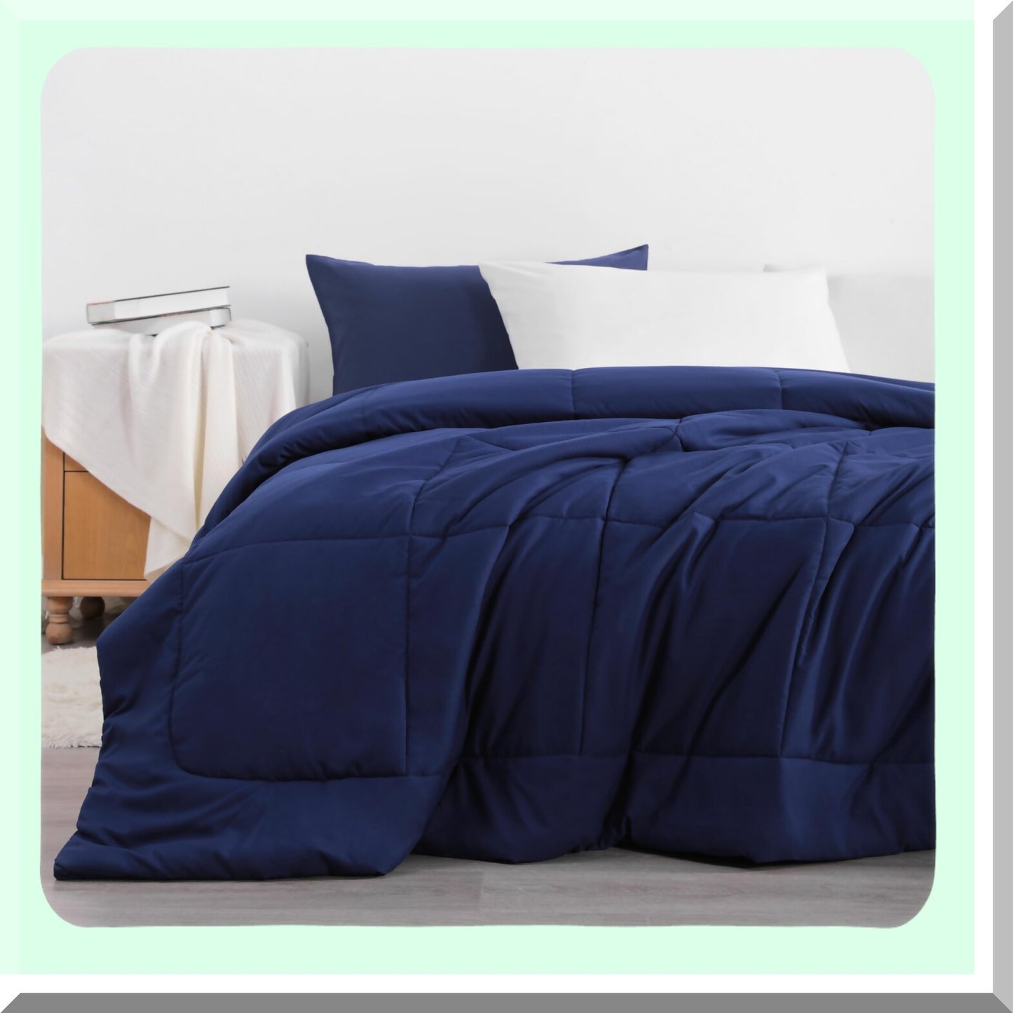 Navy Blue All Season Down Alternative Comforter - Quilted Duvet Insert with Corner Tabs for Queen Bed - Soft & Machine Washable Bedding Comforter