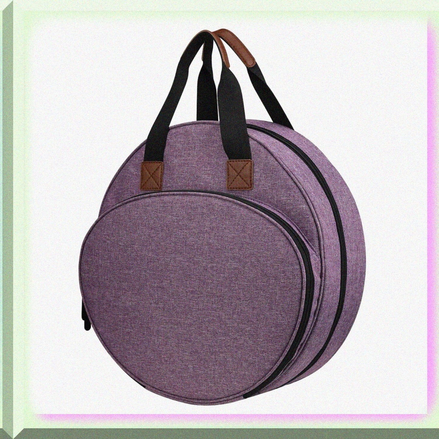 Purple Cross Stitch Storage Bag with Zipper Pockets