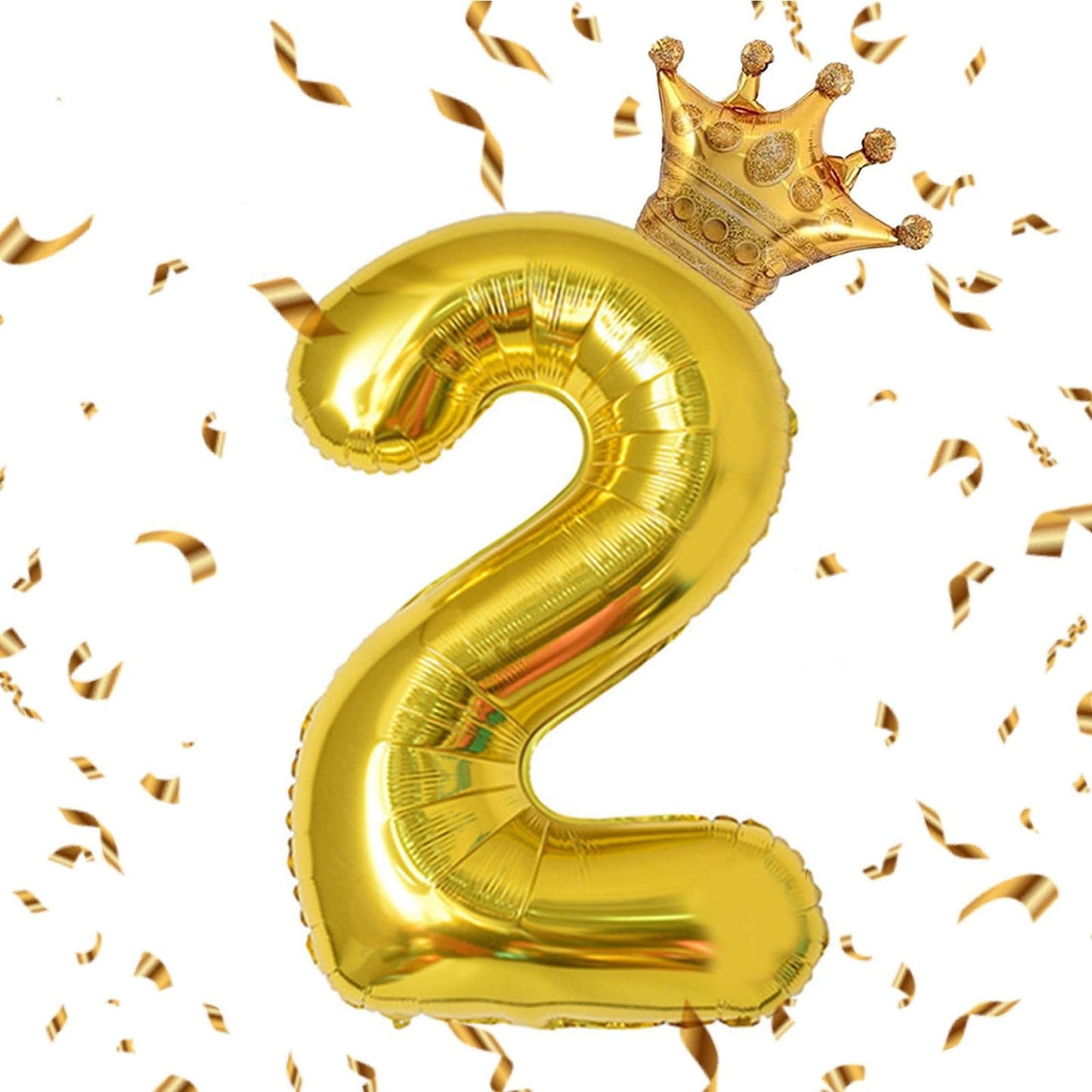 Gold Crown Number 2 Balloon - 40" Birthday Party Decorations Kit for Baby Shower, Anniversary - Mini Balloons Supplies for 2nd Birthday