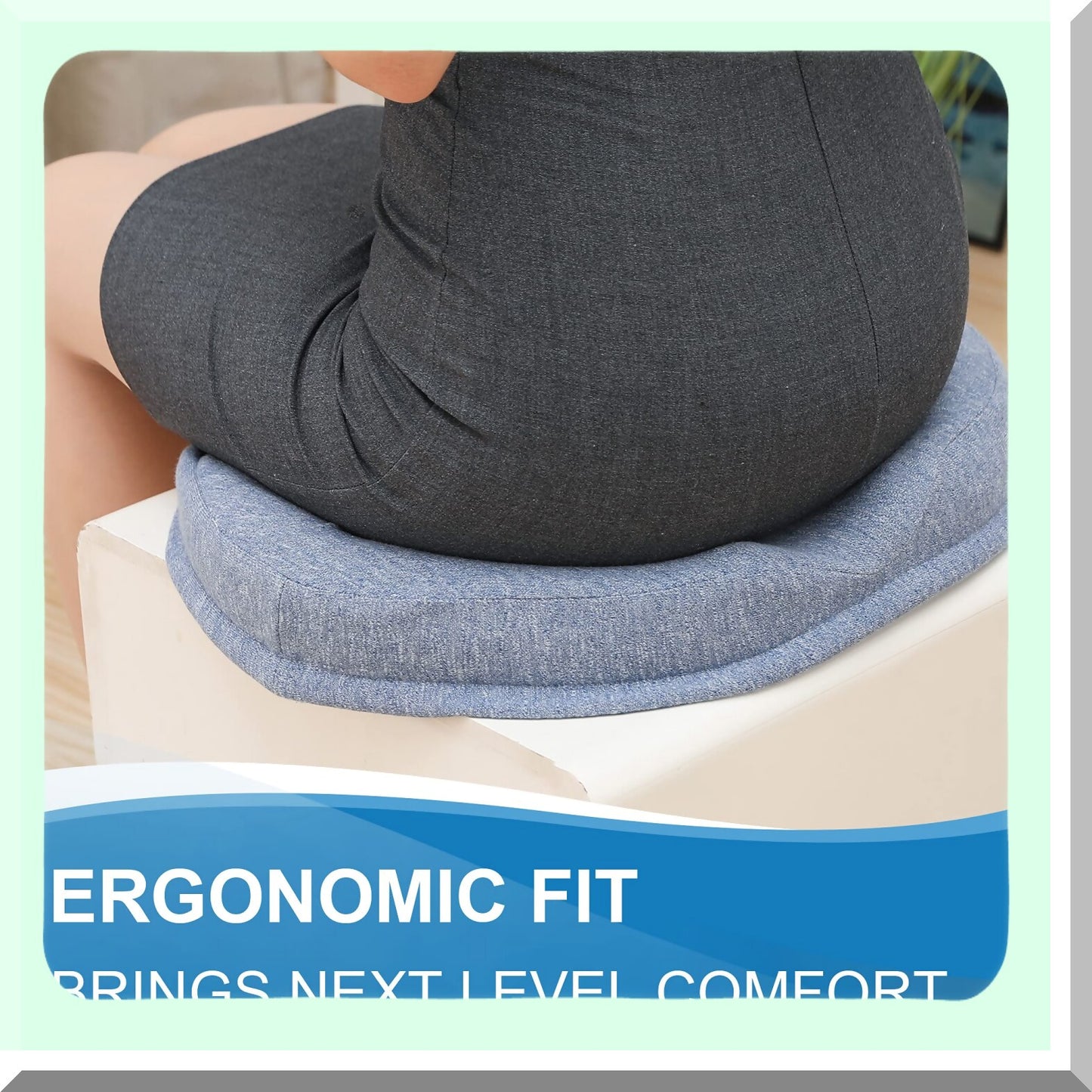ErgoFoam Comfort Cushion - Tailbone Relief Pillow for Sciatica, Pregnancy, Post Natal Pain - Memory Foam Donut Seat Cushion (Blue)