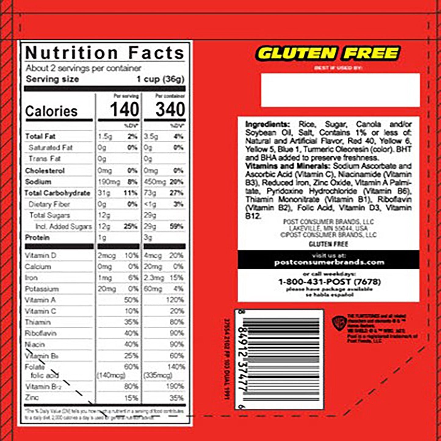 Post(R) Fruity Pebbles Cereal, 3-oz. Packs (Pack of 6)