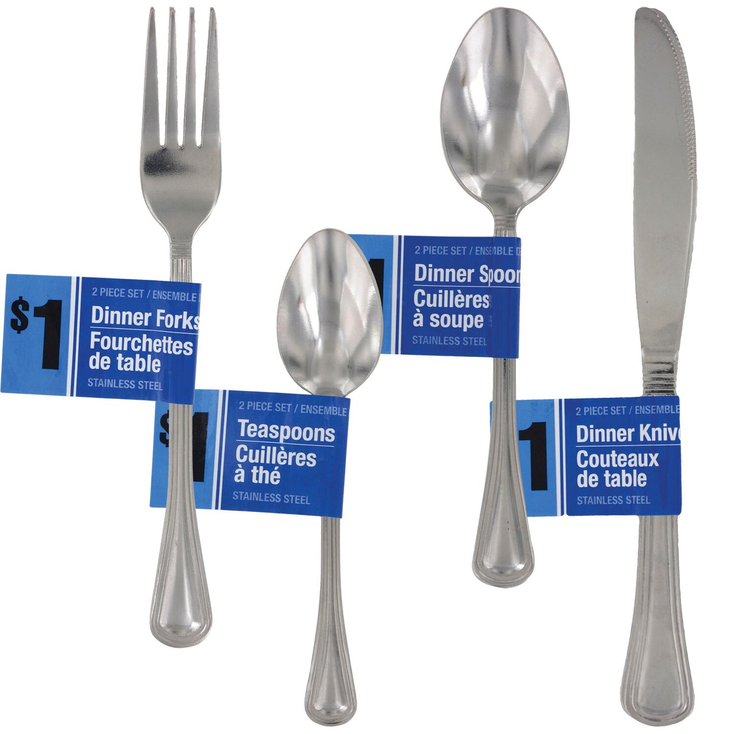 Classic Pattern Stainless-Steel Flatware Sets, 2-ct. Packs (Pack of 4)