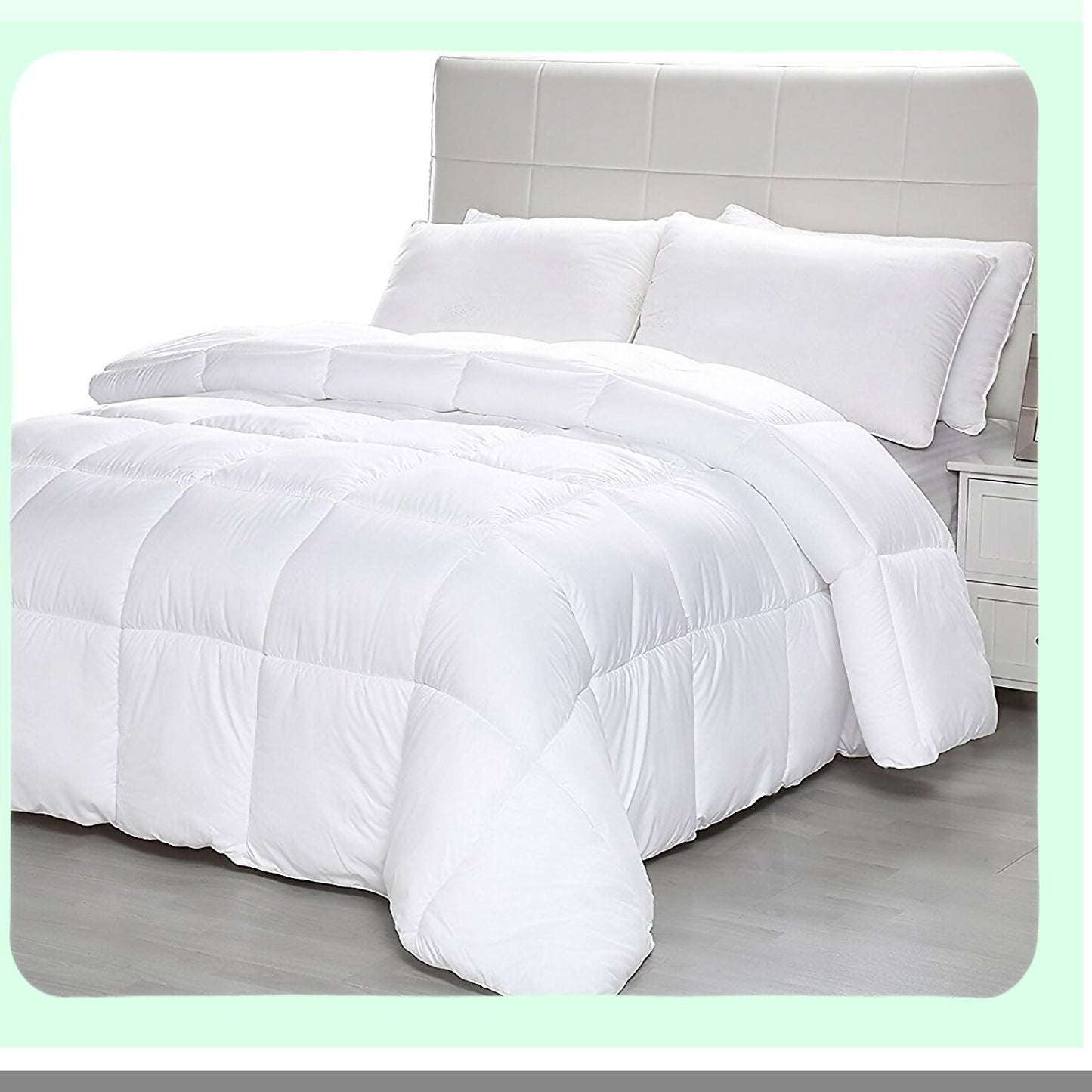 Luxury Peach Fabric Quilted Comforter - Queen Size All-Season Duvet Insert, Light Weight 350gsm Down Alternative Fiber, Hotel Quality Machine Washable Bedding