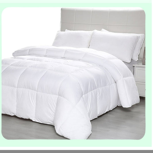 Luxury Peach Fabric Quilted Comforter - Queen Size All-Season Duvet Insert, Light Weight 350gsm Down Alternative Fiber, Hotel Quality Machine Washable Bedding