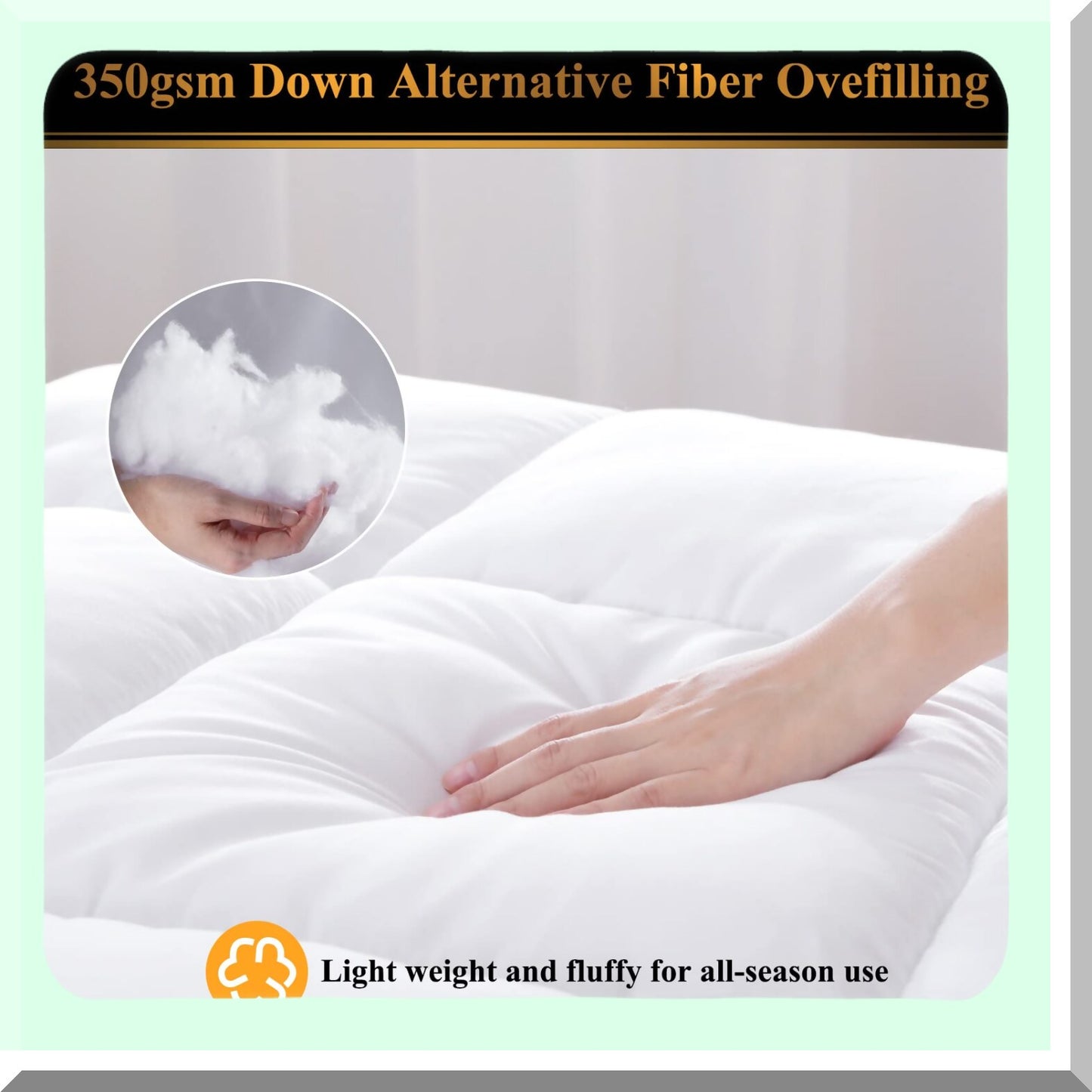 Luxury Peach Fabric Quilted Comforter - Queen Size All-Season Duvet Insert, Light Weight 350gsm Down Alternative Fiber, Hotel Quality Machine Washable Bedding