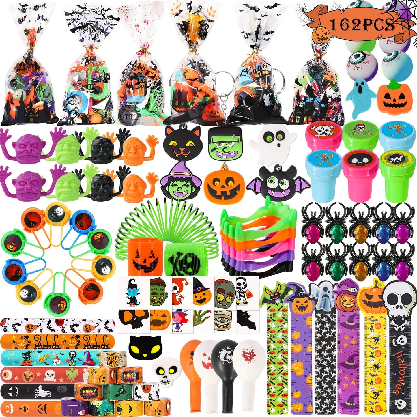 ToyTastic Party Pack - 162Pcs Assortment for Kids! Perfect for Goodie Bags, School Rewards, Trick or Treating, Game Prizes & More! Theme Toys Galore!
