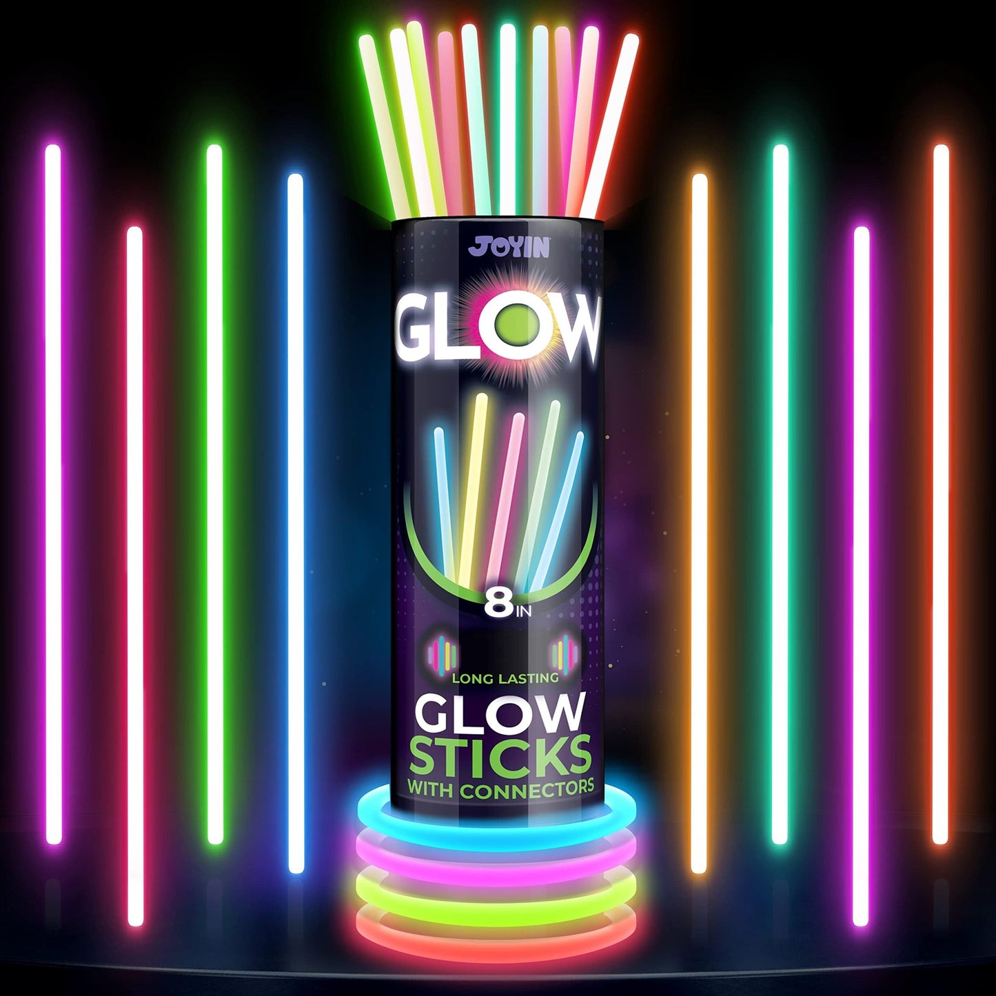 Glow Party Pack - 100 Glow Sticks Bracelets Necklaces, Football Party Favors, Dark Party Supplies - Bulk 8" Glowsticks for Fun Celebrations