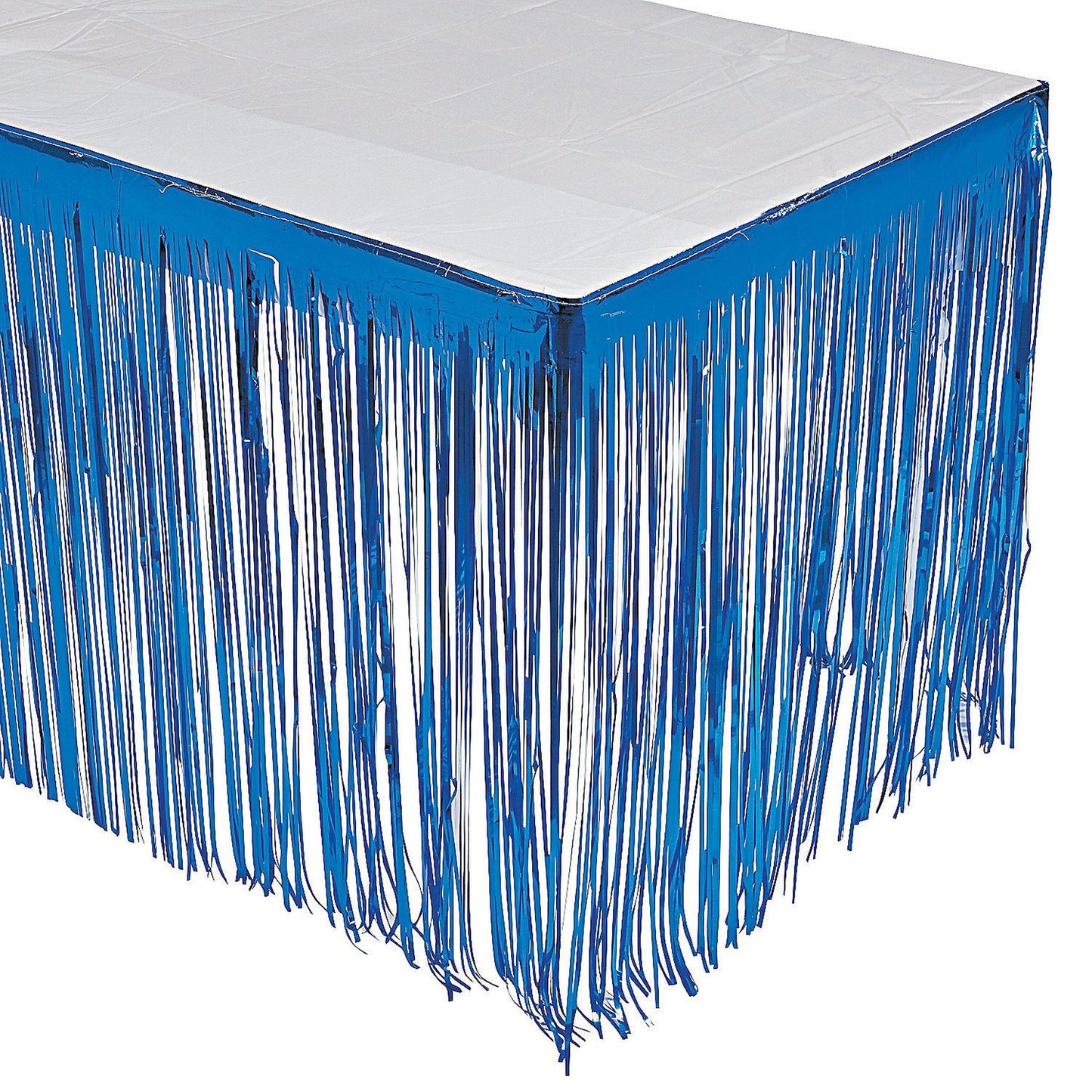 Blue Metallic Fringe Table Skirt for Events