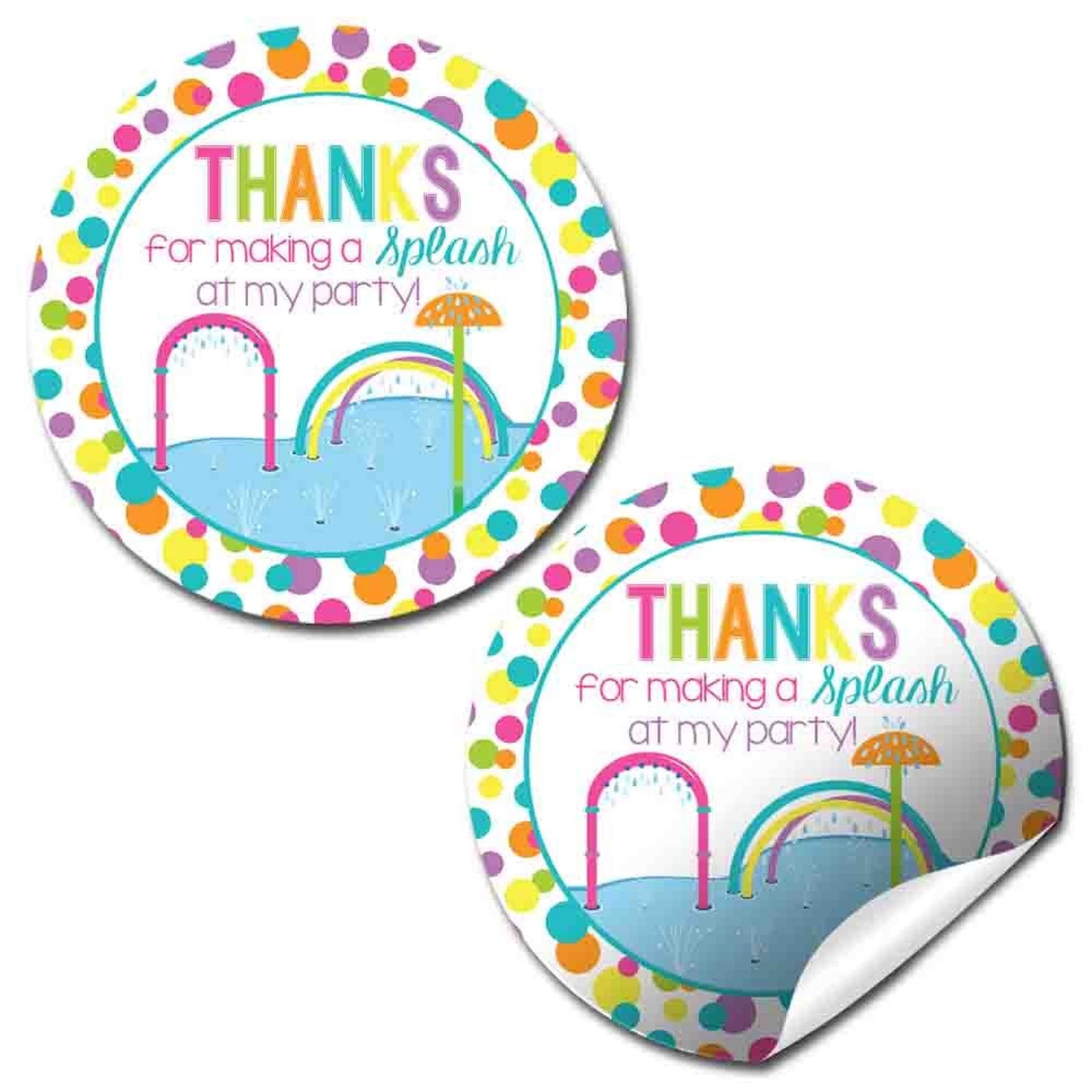 Splash Pad Birthday Party Thank You Stickers for Girls