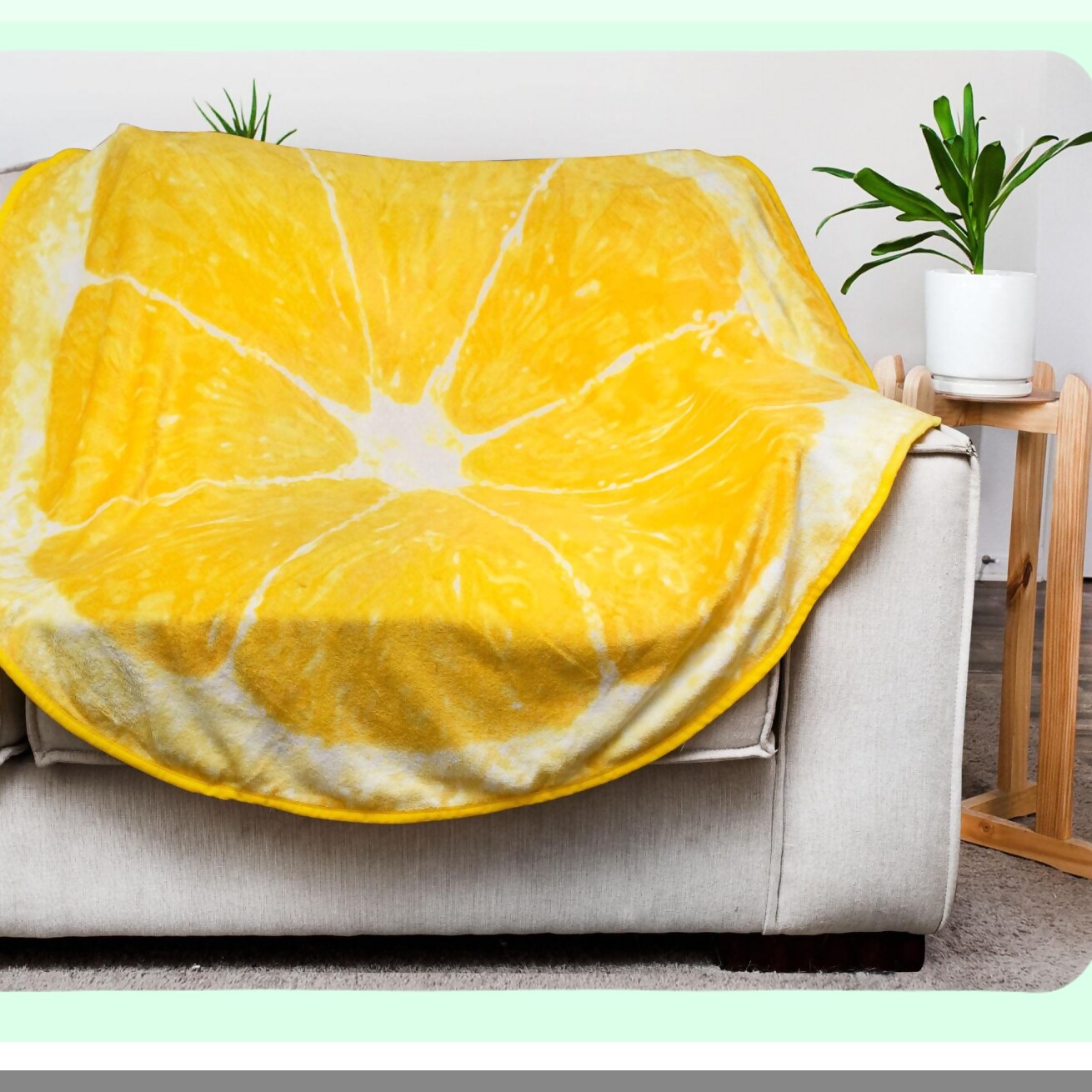 Sunny Comfort Lemon Slice Fleece Throw Blanket - 60 Inch Cozy Round Design