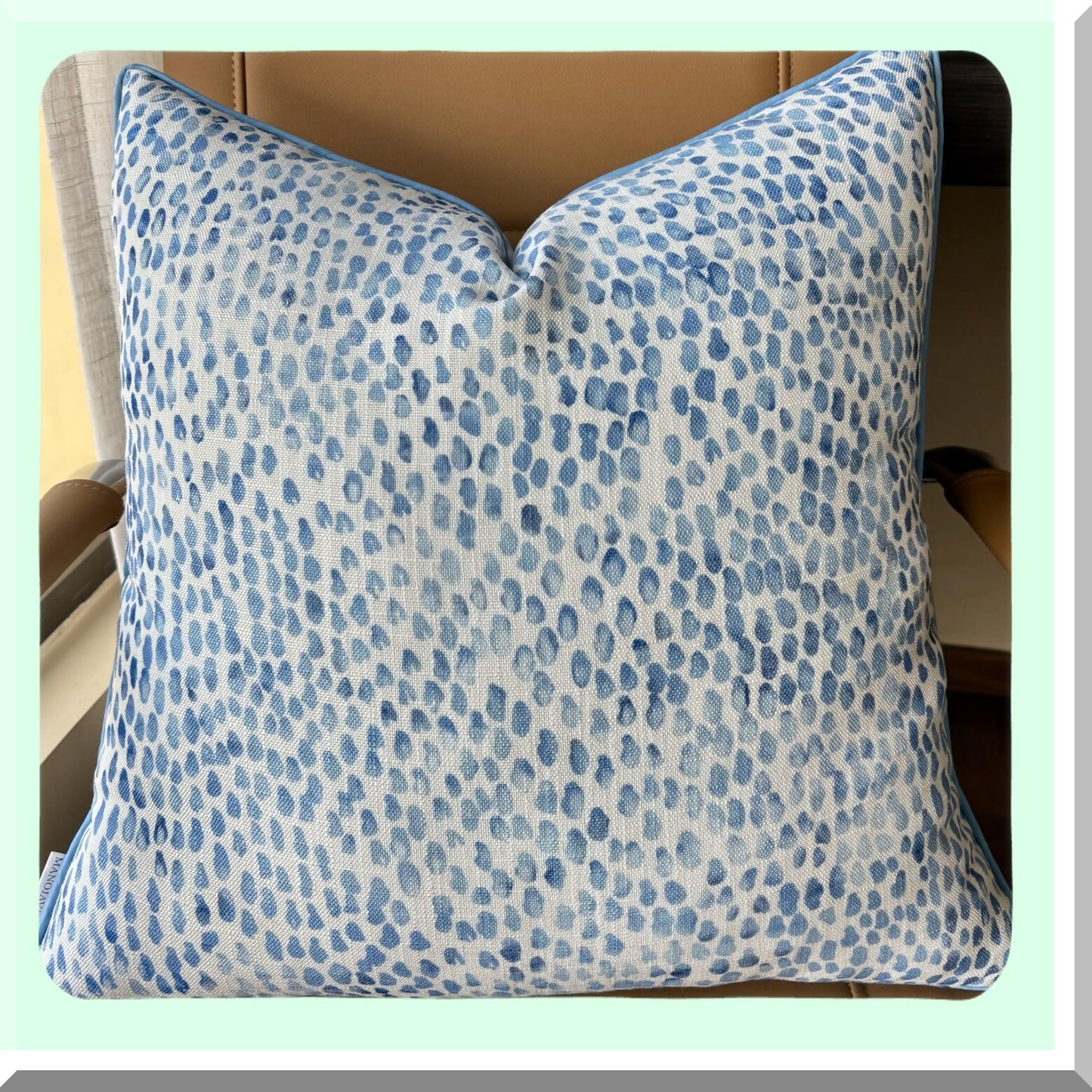 Rainy Day Bliss Decorative Pillow Cover - Square Accent Throw for Couch, Sofa, Chair - 22x22 Inches - Blue Rain Drops Print - Home Decor