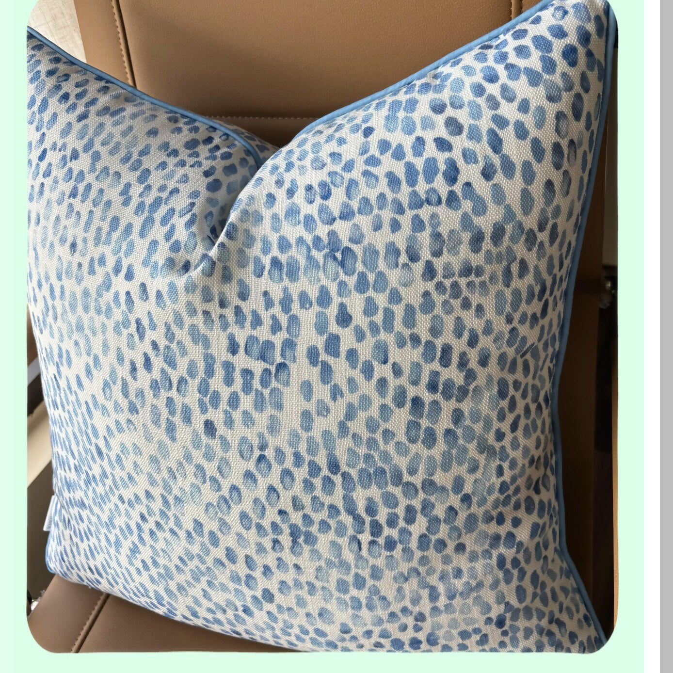 Rainy Day Bliss Decorative Pillow Cover - Square Accent Throw for Couch, Sofa, Chair - 22x22 Inches - Blue Rain Drops Print - Home Decor