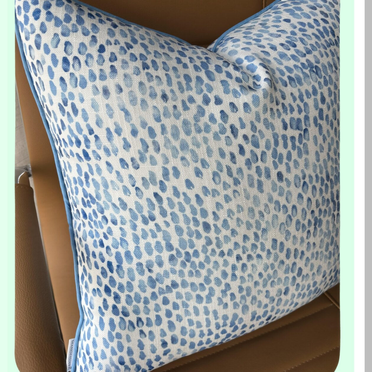 Rainy Day Bliss Decorative Pillow Cover - Square Accent Throw for Couch, Sofa, Chair - 22x22 Inches - Blue Rain Drops Print - Home Decor