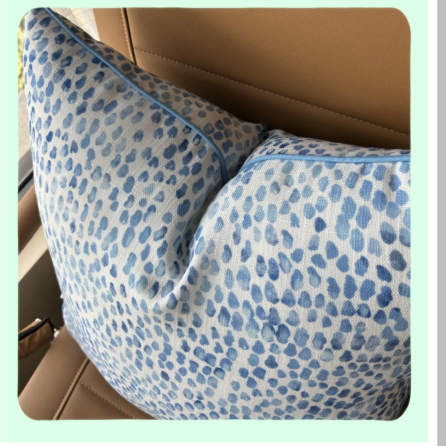 Rainy Day Bliss Decorative Pillow Cover - Square Accent Throw for Couch, Sofa, Chair - 22x22 Inches - Blue Rain Drops Print - Home Decor