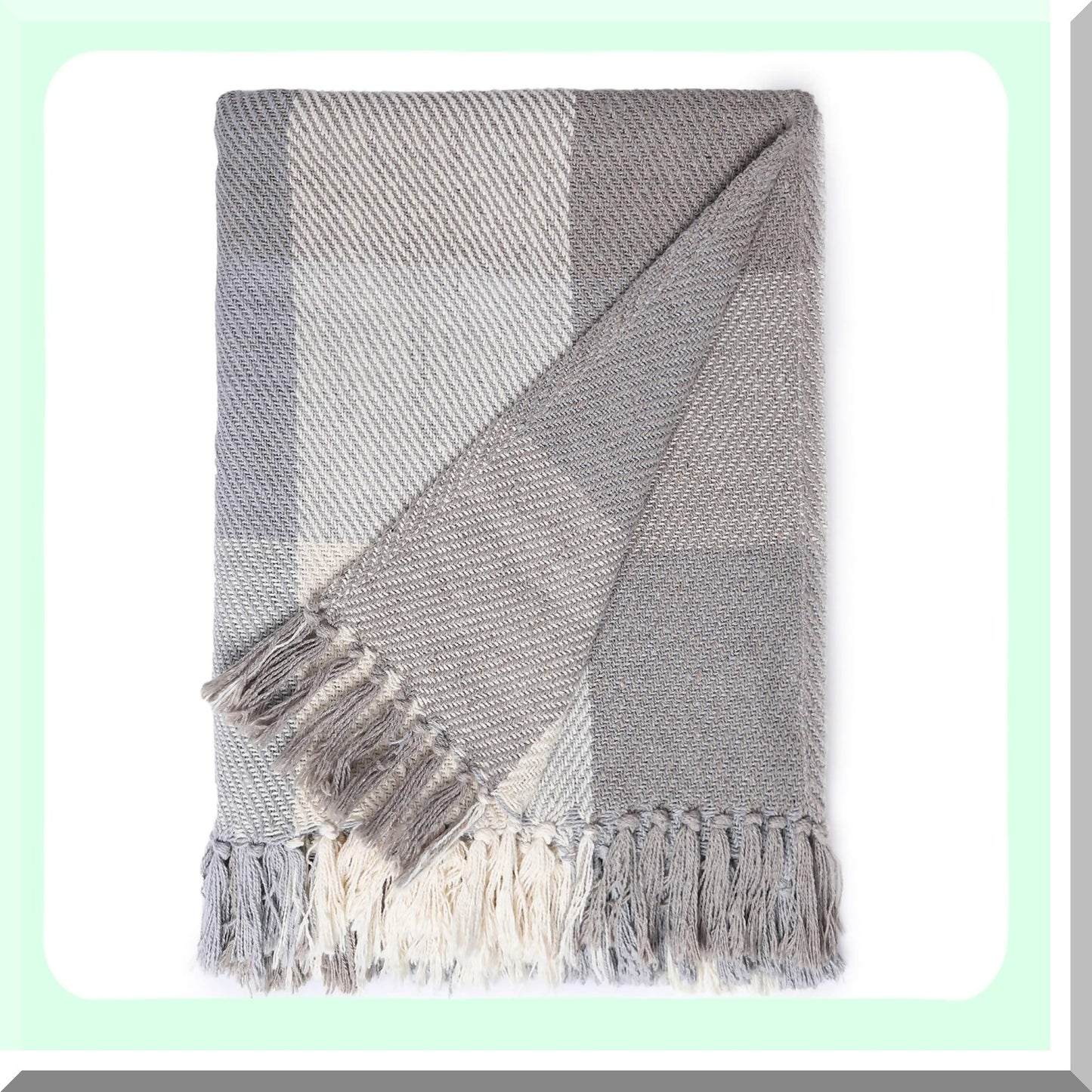 CozyHaven Herringbone Cotton Lap Blanket - Medium Weight, Soft, 50x60, Ideal for Sofa, Bed, Couch, Chairs, Loveseats, Car, Indoor/Outdoor Use, Ecru