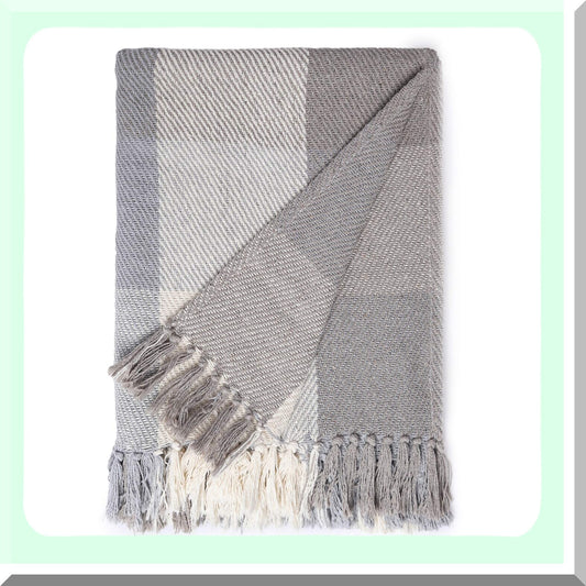 CozyHaven Herringbone Cotton Lap Blanket - Medium Weight, Soft, 50x60, Ideal for Sofa, Bed, Couch, Chairs, Loveseats, Car, Indoor/Outdoor Use, Ecru