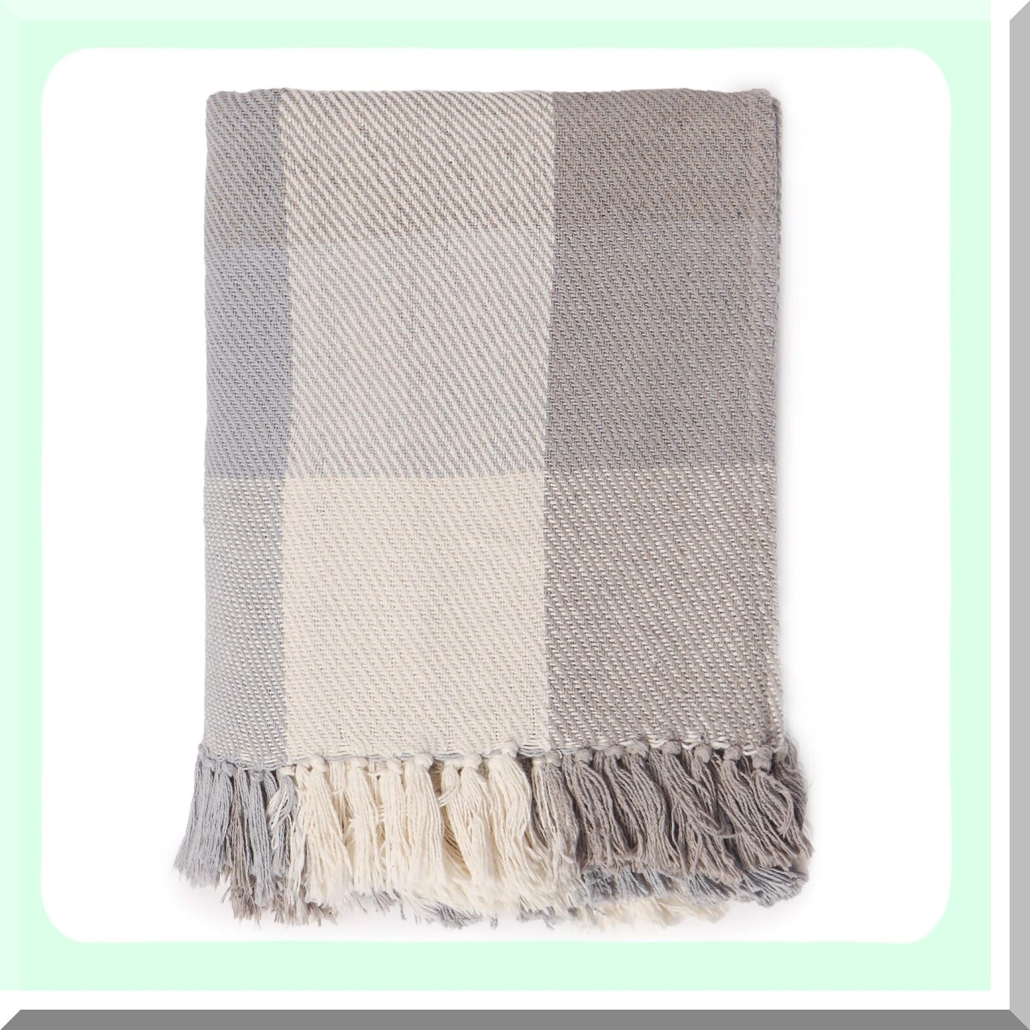 CozyHaven Herringbone Cotton Lap Blanket - Medium Weight, Soft, 50x60, Ideal for Sofa, Bed, Couch, Chairs, Loveseats, Car, Indoor/Outdoor Use, Ecru