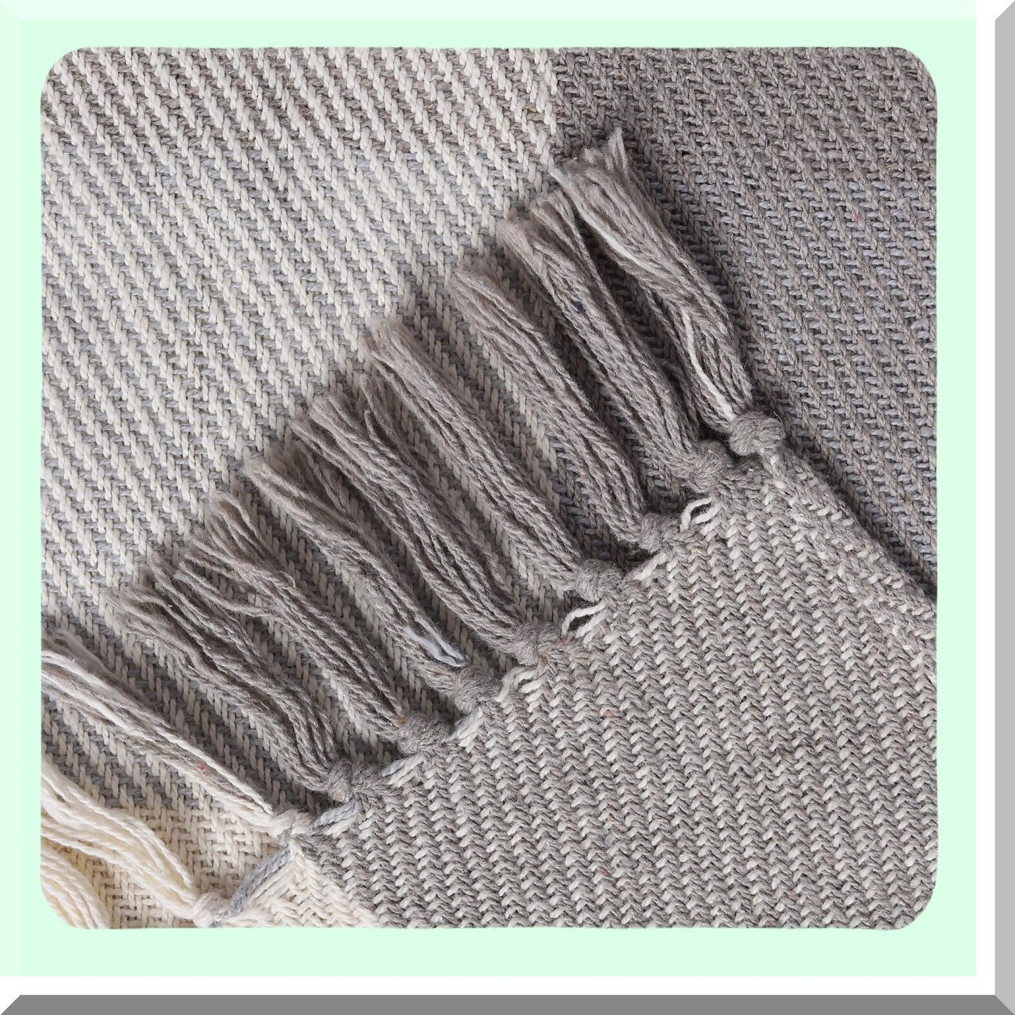 CozyHaven Herringbone Cotton Lap Blanket - Medium Weight, Soft, 50x60, Ideal for Sofa, Bed, Couch, Chairs, Loveseats, Car, Indoor/Outdoor Use, Ecru