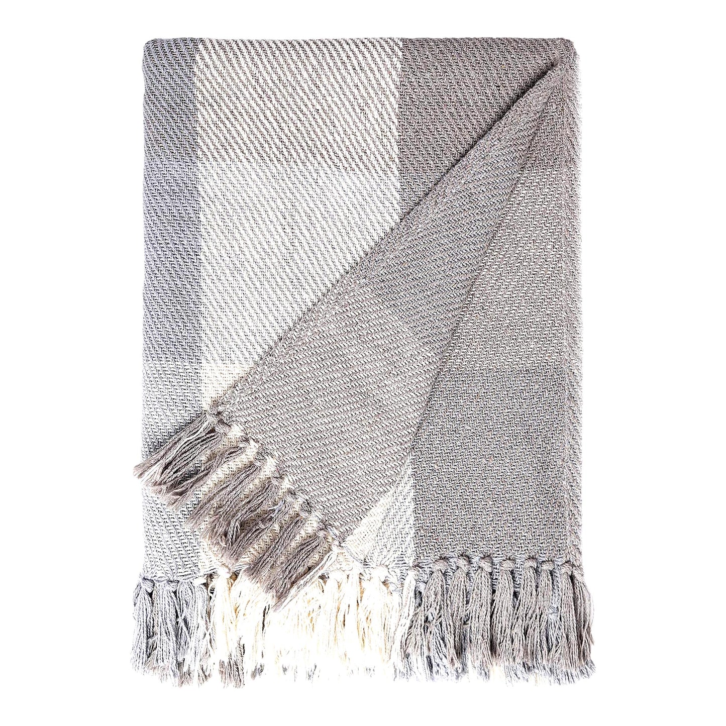 CozyHaven Herringbone Cotton Lap Blanket - Medium Weight, Soft, 50x60, Ideal for Sofa, Bed, Couch, Chairs, Loveseats, Car, Indoor/Outdoor Use, Ecru