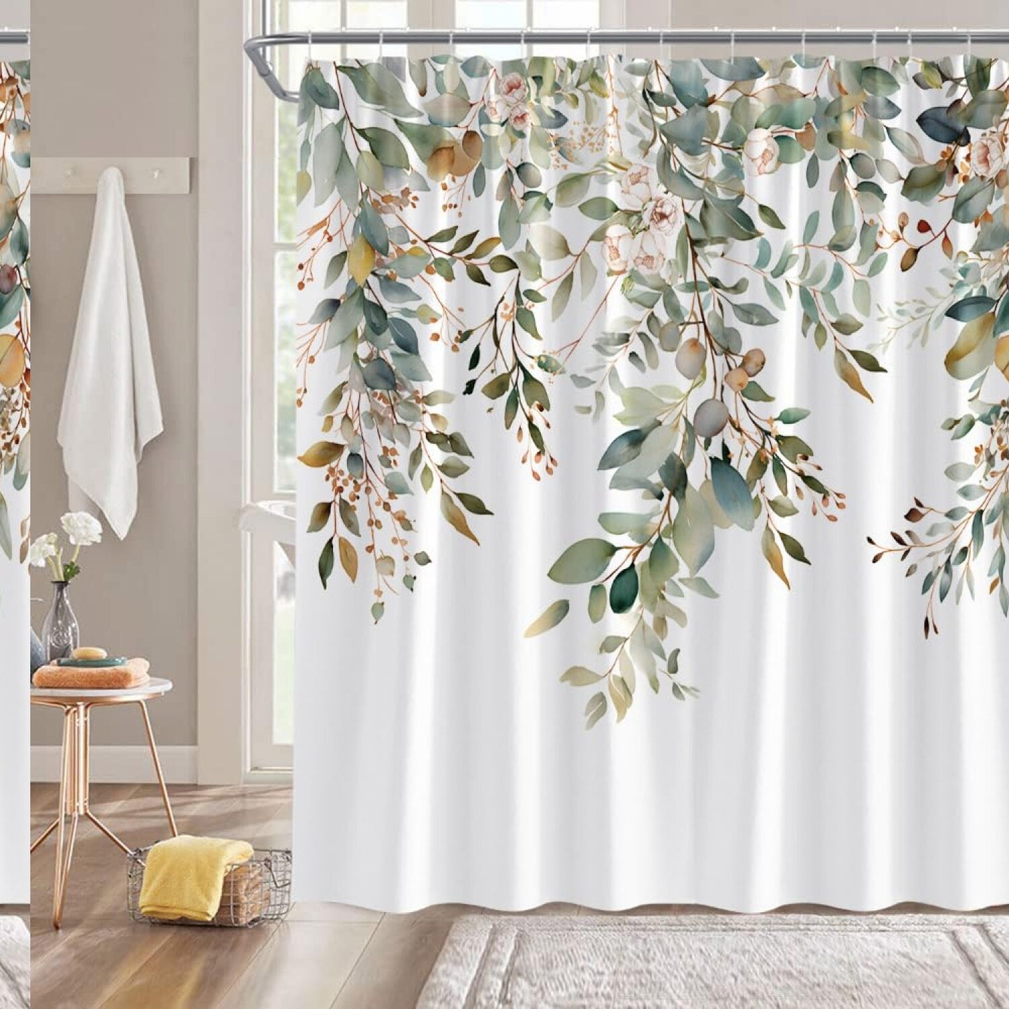 Sage Green Eucalyptus Shower Curtain 70x70 Inches
