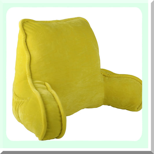 Ultimate DIY Bedrest Lounger Pillow Kit - Backrest Reading Cushion with Arm Pockets, Easy Assembly, Lemon Curry Color, 20" x 18" x 17"