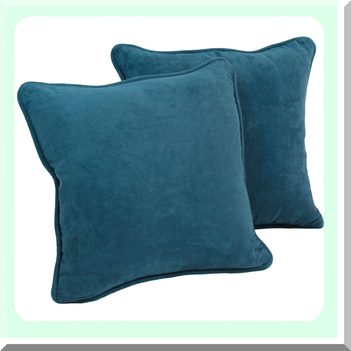 Teal Microsuede Comfort Throw Set - 18" Corded Pillows (2 Pack) - Soft, Cozy, Decorative Cushions for Couch, Bed, Living Room - Home Decor Accent