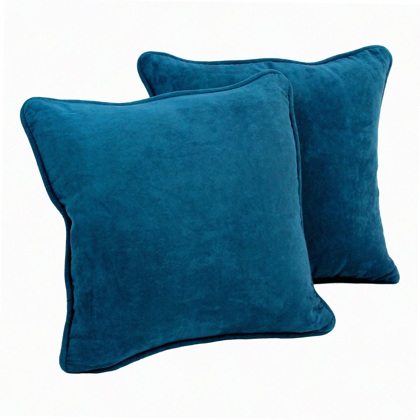 Teal Microsuede Comfort Throw Set - 18" Corded Pillows (2 Pack) - Soft, Cozy, Decorative Cushions for Couch, Bed, Living Room - Home Decor Accent