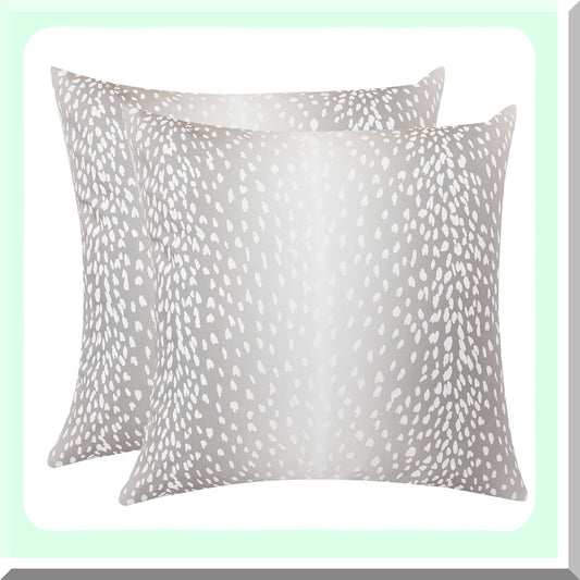 Fawn Linen Antelope Pillow Covers - Set of 2, 26x26 Inch Soft Animal Print Euro Throw Pillow Cases for Couch Sofa Bedroom Decor - Purple Accent